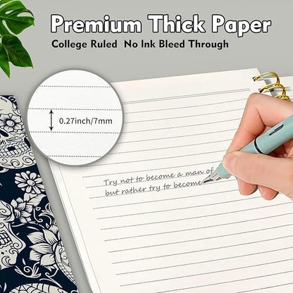Cute Spiral Journal Notebook,Binding with Premium Paper for Girl Women,Cool Funny 120 Pages,100gsm A5 College Ruled NotebookJournal,Perfect for Gifts Nurse Teacher Women(Cute Skull)