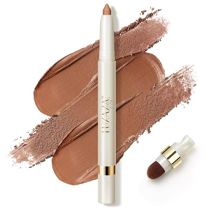 Eyeshadow Makeup Stick, Cream Shimmer, Eyeshadow Highlighter Makeup Eye Brightener Pencil Sticks Cosmetics, with Built-in Brush and Sharpener