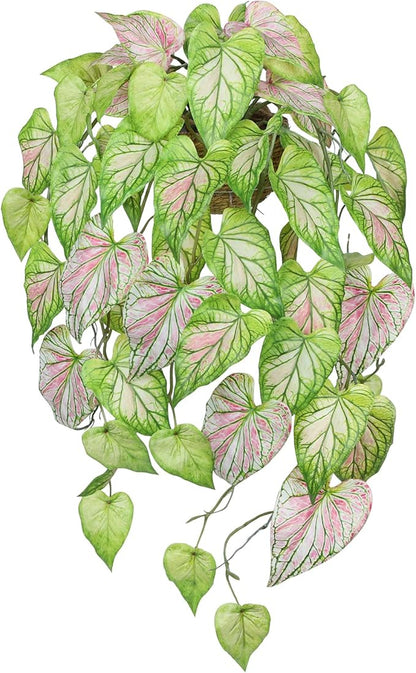 Large Fake Hanging Plants in Pot for Indoor & Outdoor, Long Artificial Hanging Pothos Plants Green, 27.6" Fake Potted Vines Ivy Greenery Plant for Room Wall Shelf Decor Living Room Patio Porch