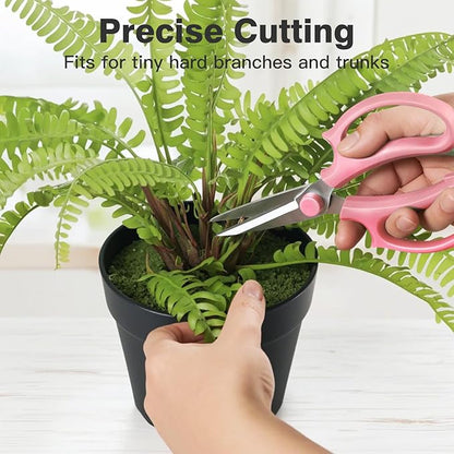 Housolution Flower Scissors, Strong Floral Shears, Premium Steel Pointed Garden Pruning Shears Floral Fruits Leaf Scissors Hand Pruner Snip Trimming Tool for Gardening Flower Arrangement, Pink