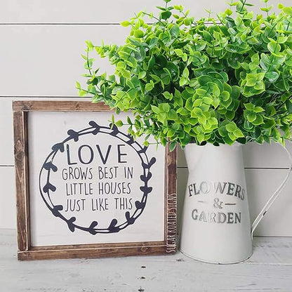 PASYOU Artificial Shrub, Fake Bush Simulation Eucalyptus Grass Greenery Leaves Plastic Plants Indoor Outdoor Outside Home Garden Office Bathroom Verandah Wedding Décor Decoration Planter Filler 4 Pcs