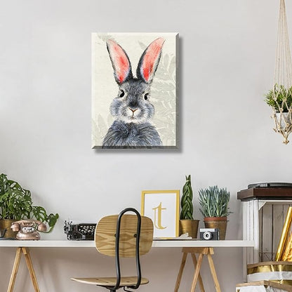 BLINFEIRU Bunny Wall Art Framed Canvas Print, Easter Bunny Poster for Nursery Kids Room Decor, Funny Cute Rabbit Picture, Modern Home Artwork 12x16 Inch