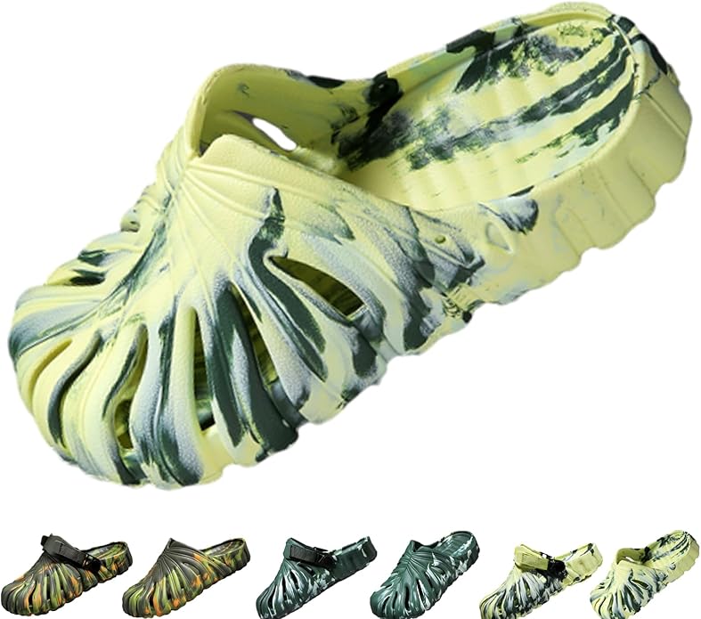 Variegated Monstera Shoes for Women and Men, Monstera Leaf Pattern Slippers Summer, Anti-Slip Soft Plant Print Slides