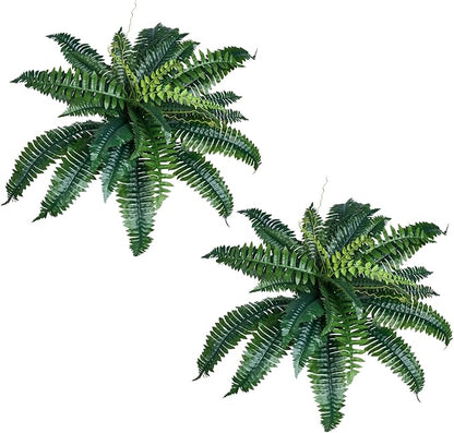 VEVOR Fake Ferns 2 Pcs, 34 Inch Artificial Boston Ferns Plants, Faux Fern with 30 Branches, Artificial Plants Large for Outdoors/Indoor Home, Office,Garden (Flowerpot Unincluded)