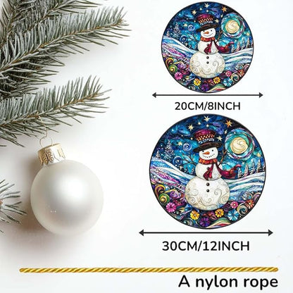 Acrylic Window Hanging Christmas Snowman Stained Panel Window Decoration for Outdoor Indoor Garden Yard Home Winter Decor 12 Inch