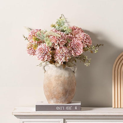 Ceramic Flower Vase 7.6 inch Farmhouse Rustic Vase Decorative Pottery Terracotta Vases for Home Decor Table Mantle Fireplace Living Room Bathroom Wedding Centerpiece (Aged Terra)
