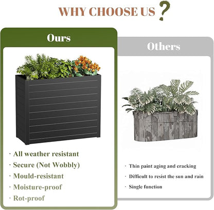 Outdoor Planter Box,Large Rectangular Planter for Indoor or Outdoor Patio/Porch, Durable All-Weather, Modern Design for Plants, Flowers, Garden (Black)
