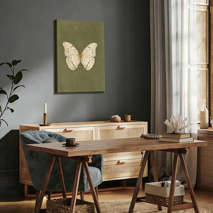 Kdyudo 2 pcs Vintage Butterfly Canvas Framed Wall Art Insect Farmhouse Art Poster Retro Atmosphere Cottage Sail Painting Pictures Country Style Suitable for Kitchen Living Room Wall Decor 12x16 inch