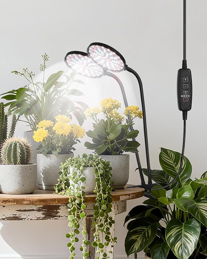 Clip On Grow Lights for Indoor Plants, High PAR & PPFD Full Spectrum Plant Light with Auto On/Off Timer, 5 Dimmable Levels, Flexible Gooseneck LED Grow Lamp for Indoor Growing