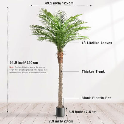 Artificial Phoenix Palm Tree 8ft Tall Outdoor Indoor Decor Fake Plants with 18 Adjustable Leaves, Large Faux Sago Palm Tree for Home Office Living Room Yard Outside Patio Poolside (2, 8ft)