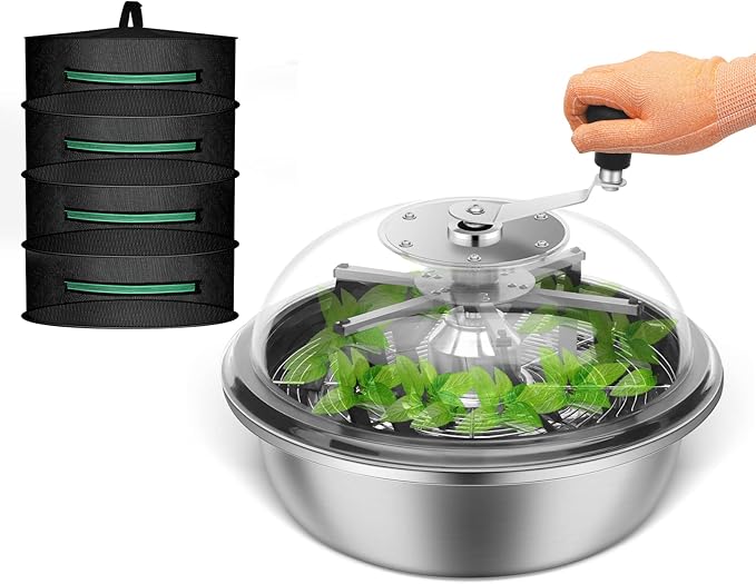 MELONFARM 16 Inch Bud Leaf Bowl Trimmer Twisted Spin Cut for Hydroponic Plant with Sharp Stainless Steel Blades, 4-Layer Plant Rack Included