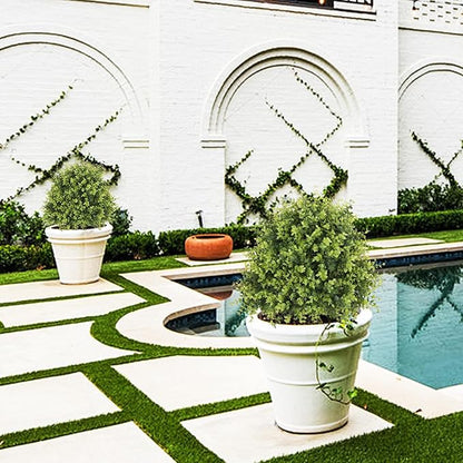 24" Faux Boxwood Plants Outdoor, Artificial Topiary Ball Trees Set of 2, UV Resistant Fake Potted Evergreen Realistic Greenery Bushes Shrubs for Outside Front Porch Planter Patio Indoor Decor 2ft Tall