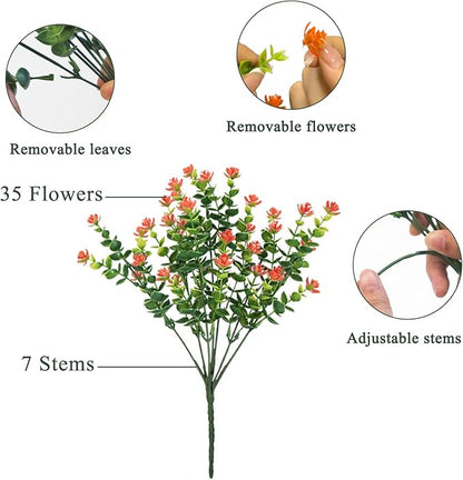 Artificial Flowers Outdoors, 12 Bundles Fake Flowers UV-Anti for Decoration Faux Plastic Plants Garden Porch Window Box Décor,YellowBlueWhiteOrange