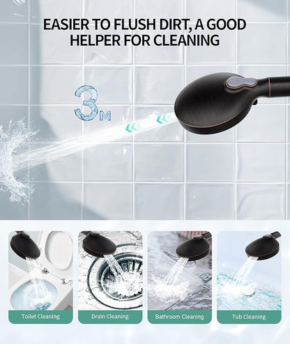 SR SUN RISE Filtered Shower Head with Handheld High Pressure 9 Spray Mode Showerhead Detachable Shower Head Water Softener Filters Beads for Hard Water Remove Chlorine 4 Filters ORB