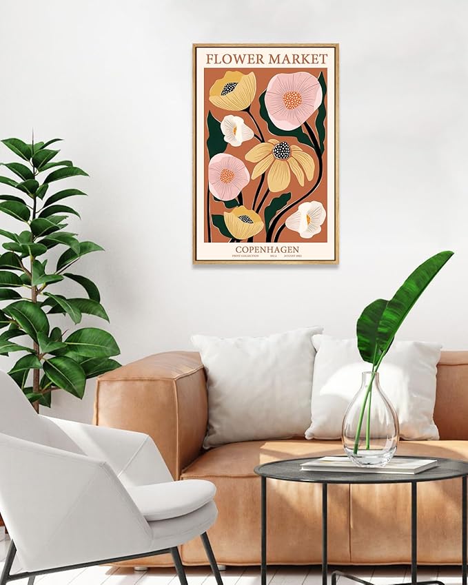 Zzuyi Framed Flower Market Wall Art,Anthropologie art,Botanical Flower wall art for Living Room Bedroom Decoration-16 x 24"