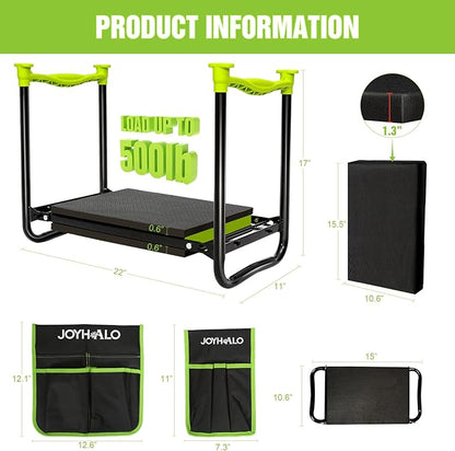joyhalo 10.8 inch Wider Foldable Garden Kneeler and Seat Heavy Duty, Gardening Stool with Extra-Thick Kneeling Pad, Garden Bench for Kneeling and Sitting, Gardening Gifts for Women