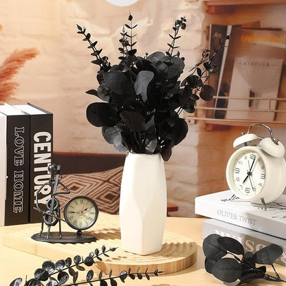 Giegxin 90 Pcs 3 Kinds Mixed Eucalyptus Leaves Stems Bulk Artificial Silver Dollar Leaves Picks Dried Eucalyptus Bundle Faux Spray for Wedding Vase Bouquet Floral Arrangement (Black)