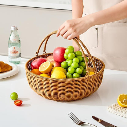 Fruit Bowl for Kitchen Counter, Large Fruit Basket with Handle, Suitable for Storing Fruits, Vegetables, Bread, Candys and Snacks