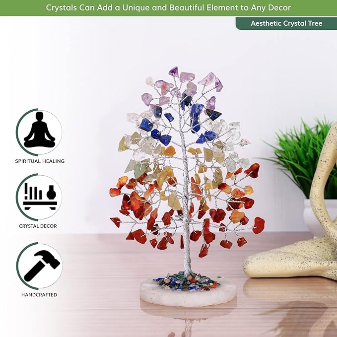 7 Chakra Tree - Chakra Tree of Life Crystal Tree - Gemstones and Crystals - Money Tree - Positive Energy - Spiritual Stuff - Reiki Crystals and Healing Stones - Holistic Gifts