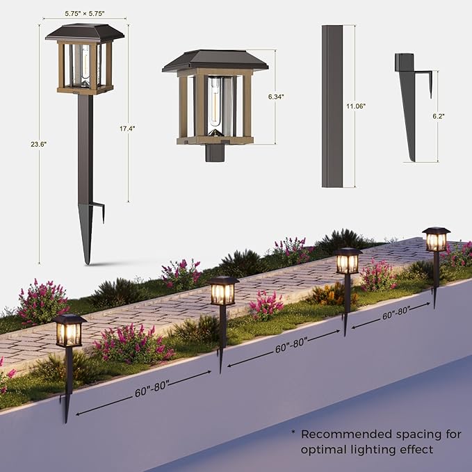 XMCOSY+ Solar Pathway Lights Outdoor Waterproof IP65 - Dual-Tone 25 LM LED Solar Garden Lights for Yard, Glass Outdoor Lighting for Garden Patio Yard Landscape Walkway Driveway Lawn Decor (Warm White)