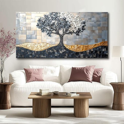 IDAFU Tree Canvas Wall Art Abstract tree Prints Nature Painting, Modern Tree of Life Painting Prints Large Size Artwork for Living Room Bedroom Bathroom Office Home Wall Decor,Ready to Hang 60L x30W