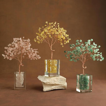 Citrine Crystal Tree of Life Healing Crystals and Stones Home Office Desk Decor Money Bonsai Fengshui Tree for Positive Energy Good Luck Handmade Spiritual Gifts for Women