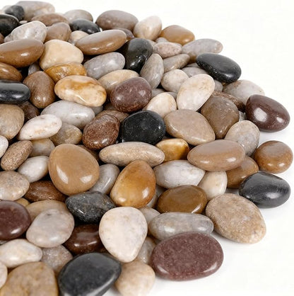 Onlyfire 15lb Polished Pebbles, 3/8" Natural Decorative Mixed Color River Rocks Aquarium Gravel Stones for Landscaping, Indoor Plants, Vase, Succulent, Fish Tank