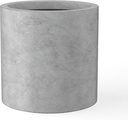 Kante 12.6" Dia Round Concrete Planter, Modern Style Large Cylindrical Plant Pot with Drainage Hole and Rubber Plug for Indoor Outdoor Patio, Natural Concrete
