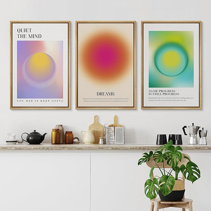 Ashbrook Framed Canvas Print Wall Art Set Aura Posters Angel Numbers Affirmation Posters Gradient Girl's Bedroom Decor Abstract Digital Art Decorative Calm/Relax for Bedroom - 16"x24"x3 Natural