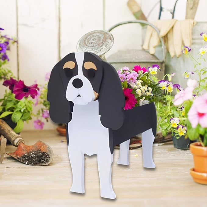 Cavalier King Charles Spaniel Dog Planter Plant Pots,Cute Large Dog Flower Planter,Gifts for Pet Lovers,Unique Animal Plant Pots,Office,Indoor Outdoor Garden Decor(9.84 * 10.24 * 16in)