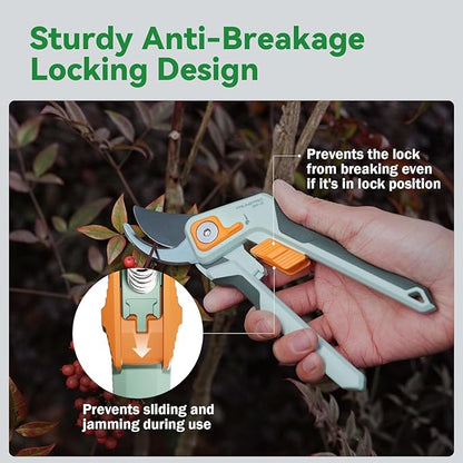 PrunePro Pruning Shears for Gardening Professional Bypass Hand Pruner Up to 1 Inch Cut Capacity Sharp Stainless Steel Blade Garden Scissors Plant Flower Garden Clipper 1 Pack