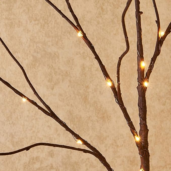 Hairui Lighted Brown Twig Branches Plug in with Dimmer and Timer 30IN 150 LED Fairy Lights, Lighted Willow Branches for Indoor Outdoor Spring Christmas Room Wedding Decoration (Vase Excluded)