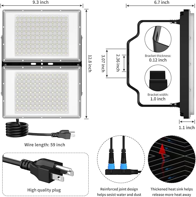400W LED Flood Light, 40000LM Super Bright Outdoor Security Lights with Wider Lighting Angle,6000K Daylight White, IP66 Waterproof Outdoor Lighting for Garage, Garden, Yard, Parking Lot