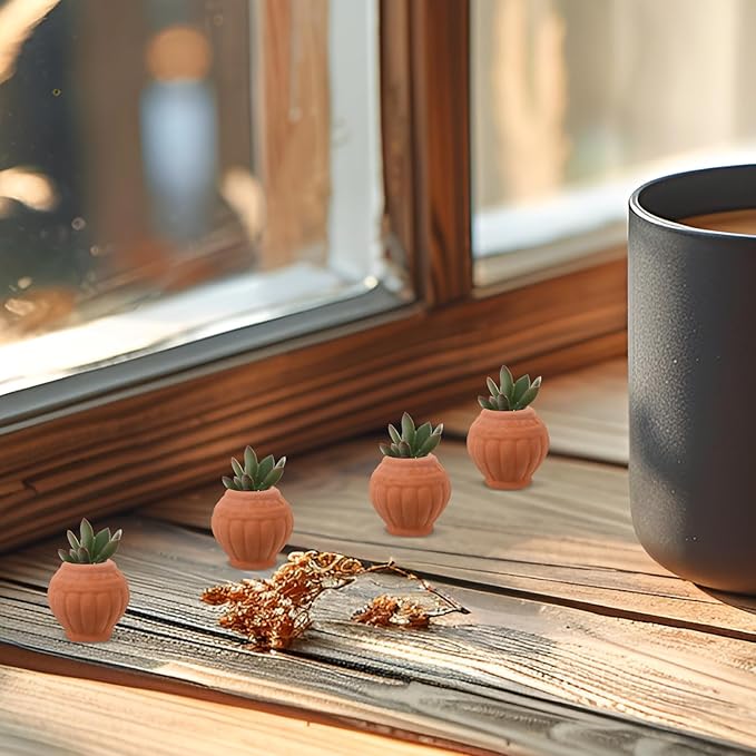 4Pcs Mini Terracotta Flower Pots Small Clay Succulent Planters for Balcony Desk Compact Spaces Nursery Containers