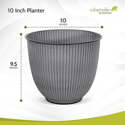 Headwind Robert Allen Natural Ironstone Decorative Planter, Archer Collection, Charcoal, 10-inch