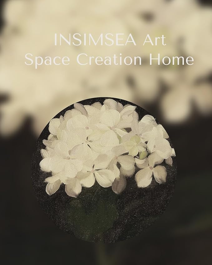 InSimSea Framed Canvas Wall Art Decoration Canvas Wall Art Room Decor, White Hydrangea Oil Painting Canvas Prints, Bedroom Bathroom Wall Pictures Flower Artwork Office Floral Wall Decor 12x16In