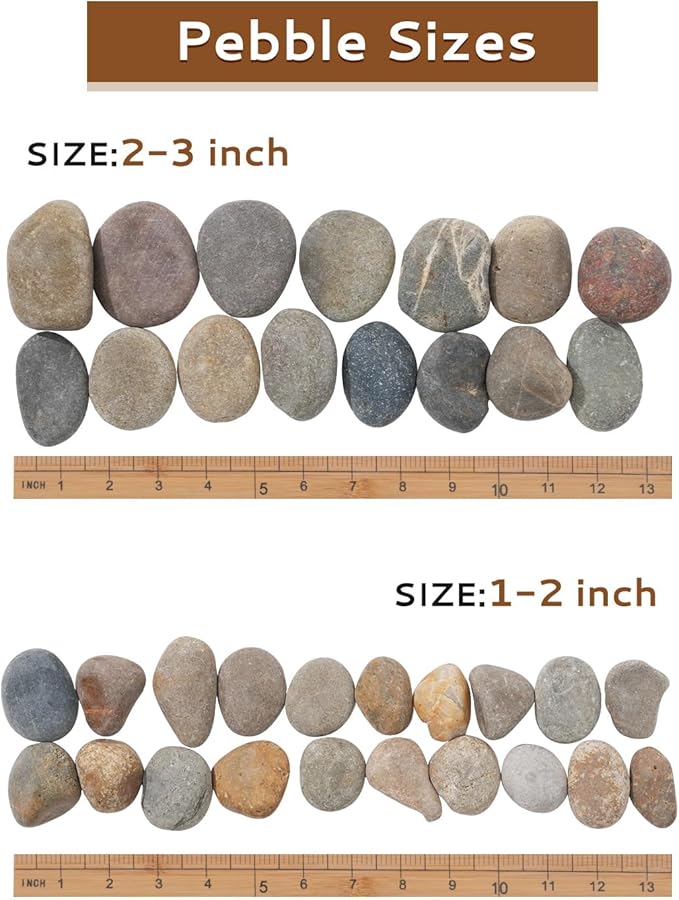 Natural River Rocks-40 lbs of Pebbles and River Stones,2-3 Inch Plant Rocks for Landscaping,Garden Paving,Crafting,Walkways,and Outdoor Decorative Stone,Mexican Beach River Rocks