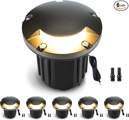 Gardenreet Low Voltage Well Light - Brass All Weather Ip65 LED In-Ground Hardwired Lighting, 12V Directional Fixture, Antique Bronze for Sideway Floor Pathway Without MR16 Bulb