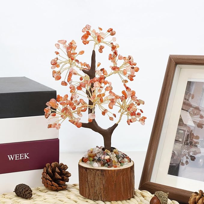 DUQGUHO Red Agate Crystal Tree for Positive Energy & Healing - Crystal Tree of Life Decor for Meditation, Office & Good Luck Gifts for Women & Mom