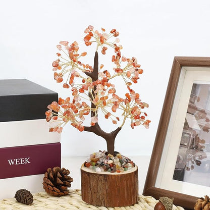 DUQGUHO Red Agate Crystal Tree for Positive Energy & Healing - Crystal Tree of Life Decor for Meditation, Office & Good Luck Gifts for Women & Mom