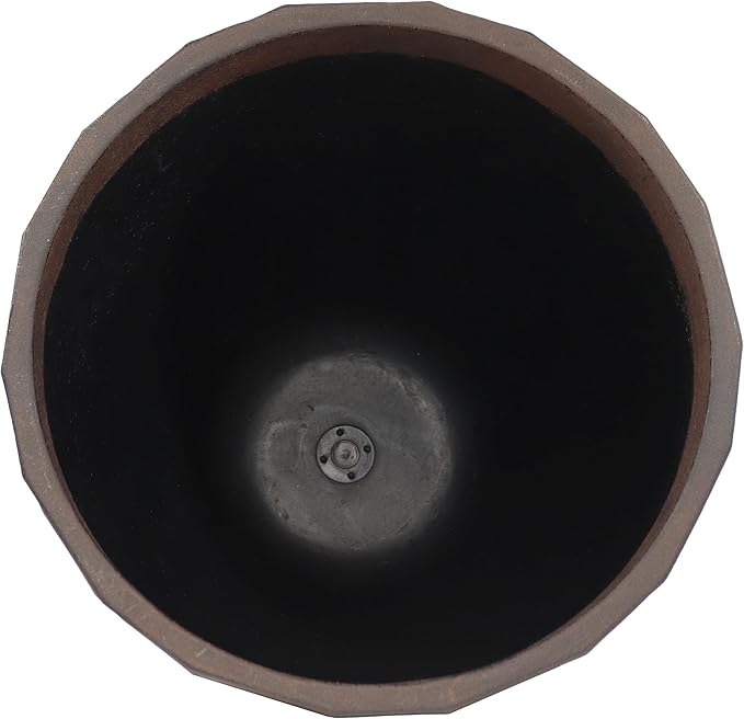 Sunnydaze Pebbled Polyresin Round Outdoor Planter - 15.75" Flower Pot for Indoor or Outdoor Use - Dark Brown - Set of 4