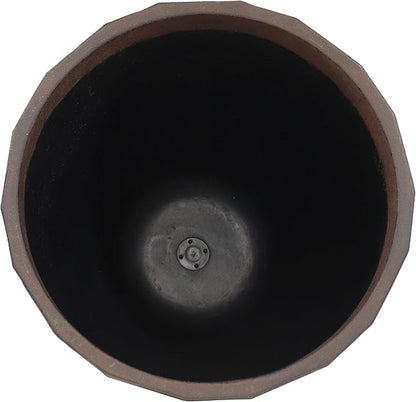 Sunnydaze Pebbled Polyresin Round Outdoor Planter - 15.75" Flower Pot for Indoor or Outdoor Use - Dark Brown - Set of 4