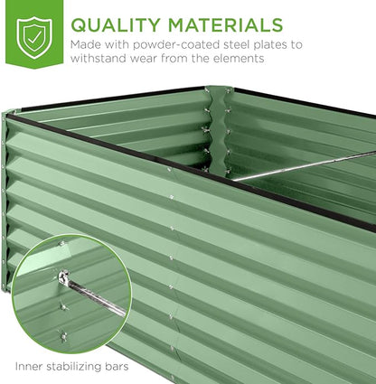 Best Choice Products 6x3x2ft Outdoor Metal Raised Garden Bed, Deep Root Box Planter for Vegetables, Flowers, Herbs, and Succulents w/ 269 Gallon Capacity - Sage Green