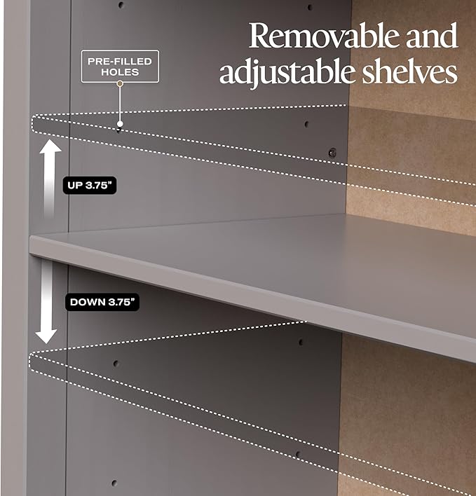 From the Tree Furniture Solid Pine Wood Bookcase – Tall Bookshelf with 4 Adjustable Shelves for Home, Office & Kids Room