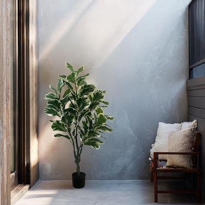 XBrand 47.2-Inches Artificial Ficus Tree in Pot for Indoor Outdoor Home Office Store, Great Housewarming Gift
