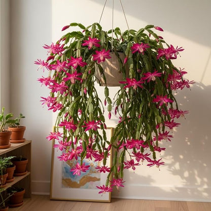 Christmas Cactus Live Plant 4 inch Pot, Christmas Flower Plant, Flower Succulents Plants, Holiday Christmas Cactus for Planting (Pink Christmas Cactus)