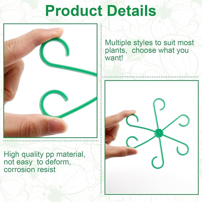 8 Pack Adjustable Indoor Plant Support Stakes, Reusable Plastic Stem Holders & Trellis for Monstera, Pothos, Vines Vertical Growth Air Circulation Stable Stem Support (Green)