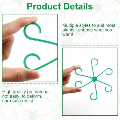 8 Pack Adjustable Indoor Plant Support Stakes, Reusable Plastic Stem Holders & Trellis for Monstera, Pothos, Vines Vertical Growth Air Circulation Stable Stem Support (Green)
