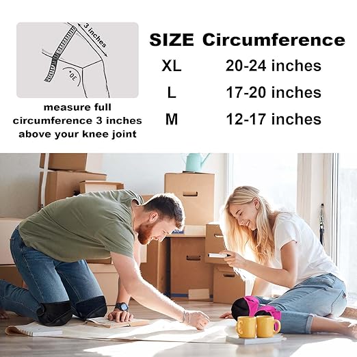 Women Knee Pads for Gardening & Cleaning Floors, EVA Foam Knee Protectors with Straps, Comfortable Mens Kneeling Pads for Housework, Mechanic, Carpet Cleaning - Lightweight & Waterproof for Christmas- Plus Size