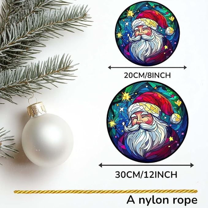 Acrylic Window Hanging Santa Christmas Funny Stained Panel Window Decoration for Outdoor Indoor Garden Yard Home Winter Decor 8 Inch